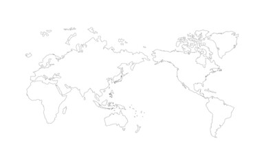 世界地図　線画　ベクター素材