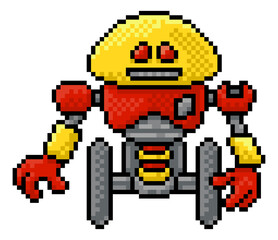 Cute Robot Cartoon Video Game Pixel Art Mascot