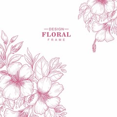 Decorative greeting card floral frame sketch background