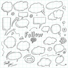 Fototapeta premium Beautiful hand drawn sketch speech bubble set design