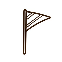 Hand drawn paper flag.  Birthday clipart in doodle style.  Holiday attributes for purim, photo props, design of a fun party. Vector Isolated illustration on a white background. 