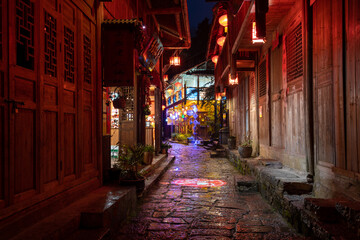 Fototapeta na wymiar Night view of gongtan ancient town in Youyang, Chongqing, China