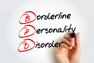 BPD - Borderline Personality Disorder acronym with marker, health concept background