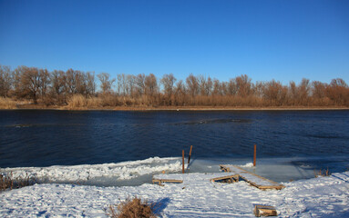 Spring flood in the Volga Delta. Astrakhan. Astrakhan region. Russia.