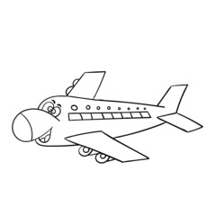The illustration of plane cartoon vector.
Suitable for transportation or drawing book for young learners.