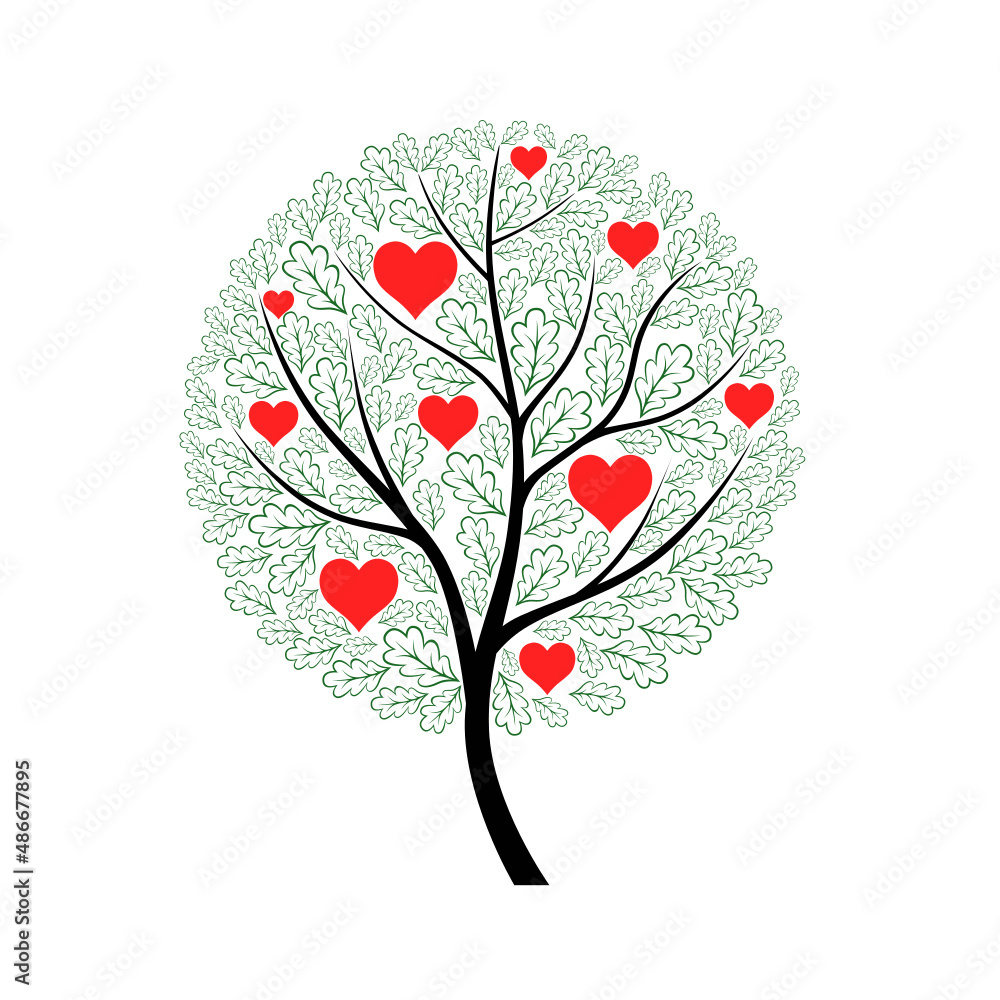 Wall mural Love tree. Oak