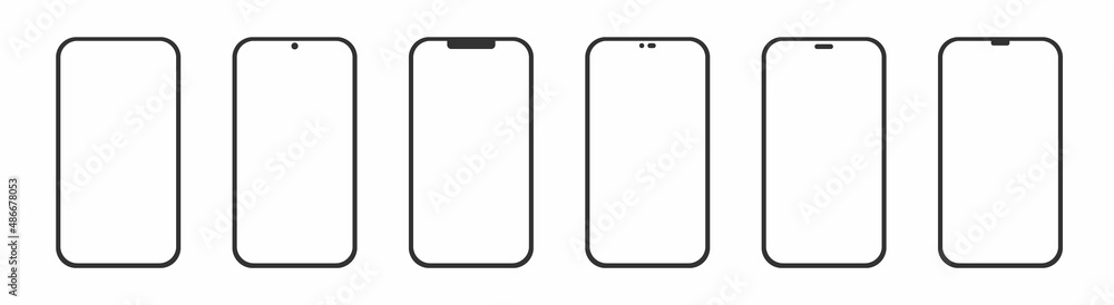 Poster set realistic smartphone blank screen, phone mockup isolated on white background. template for infog