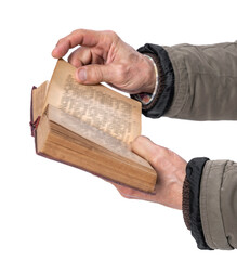Elderly man reading holy bible