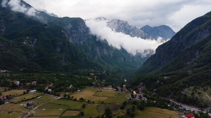 Fototapeta na wymiar Theth National Park. Shkoder County, Albania. landscape in the central part of Albanian Alps.