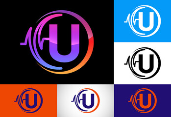Initial U monogram with health Pulse. Heartbeat logo design. Logo for medical or health business
