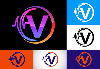 Initial V monogram with health Pulse. Heartbeat logo design. Logo for medical or health business