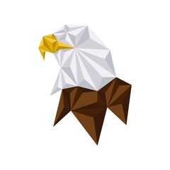 Portrait of a polygonal style eagle isolated on a white background, it can be used for screen printing