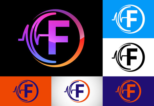 Initial F monogram with health Pulse. Heartbeat logo design. Logo for medical or health business