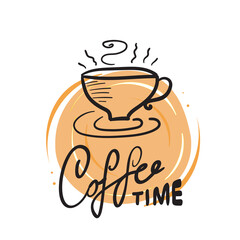Coffee lettering, icon, sticker