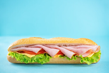 Sandwich with ham, cheese and tomato for lunch