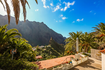 Fototapeta na wymiar Spain Tenerife Village in the Gorge Mask