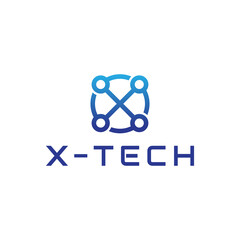 letter x technology logo design