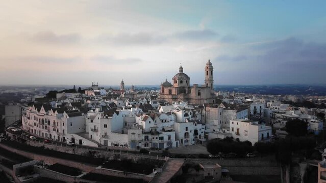 The village of Locorotondo in Italy from above - aerial
