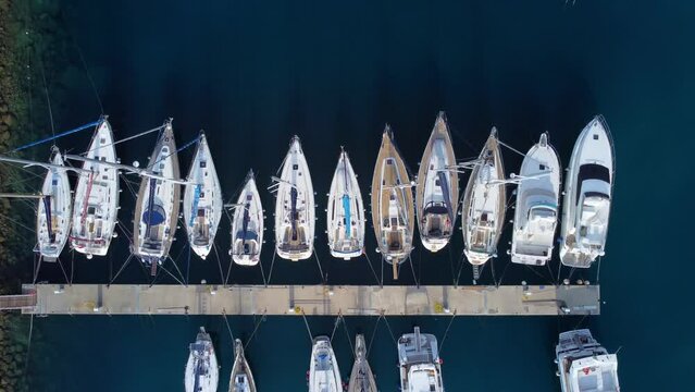 Boats at a marina - view from above