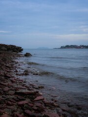 rocky beach scene at pantai merdeka kedah state malaysia