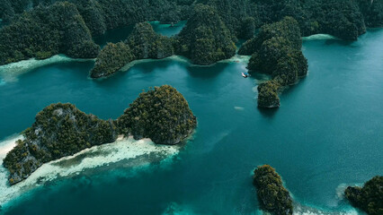 Bird's eye view landscape of Bali islands overlooking the ocean
