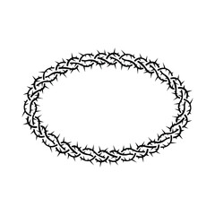 Thorn wreath, vector illustration, sticker, logo, oval, frame, flat silhouette 
