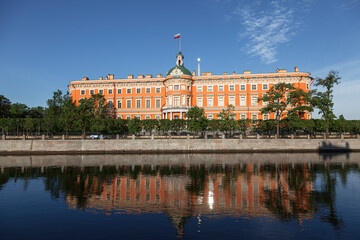 Fototapeta premium Mikhailovsky, or Engineering Castle - a former imperial palace in St. Petersburg on the banks of the Fontanka River. Russia