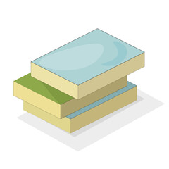 Stack of books, color drawing with shadow in isometry 