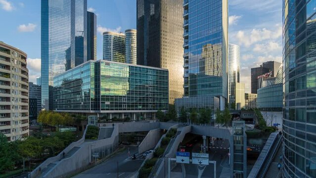 La Defense Business District at Day With Underground Traffic ParisBuildings