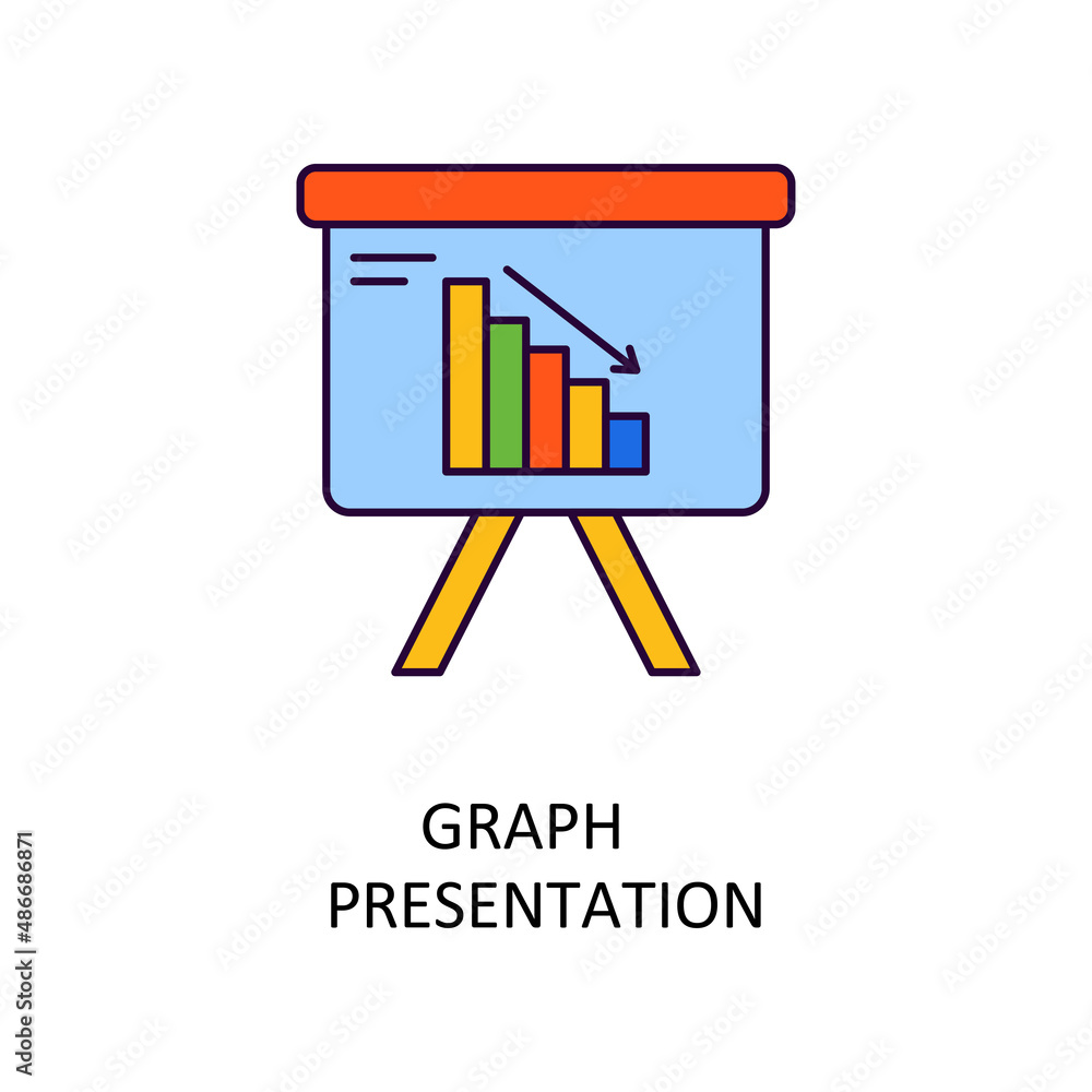 Poster Graph Presentation Vector Filled Outline Icon Design illustration. Banking and Payment Symbol on White background EPS 10 File