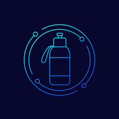 Reusable bottle for water line vector icon