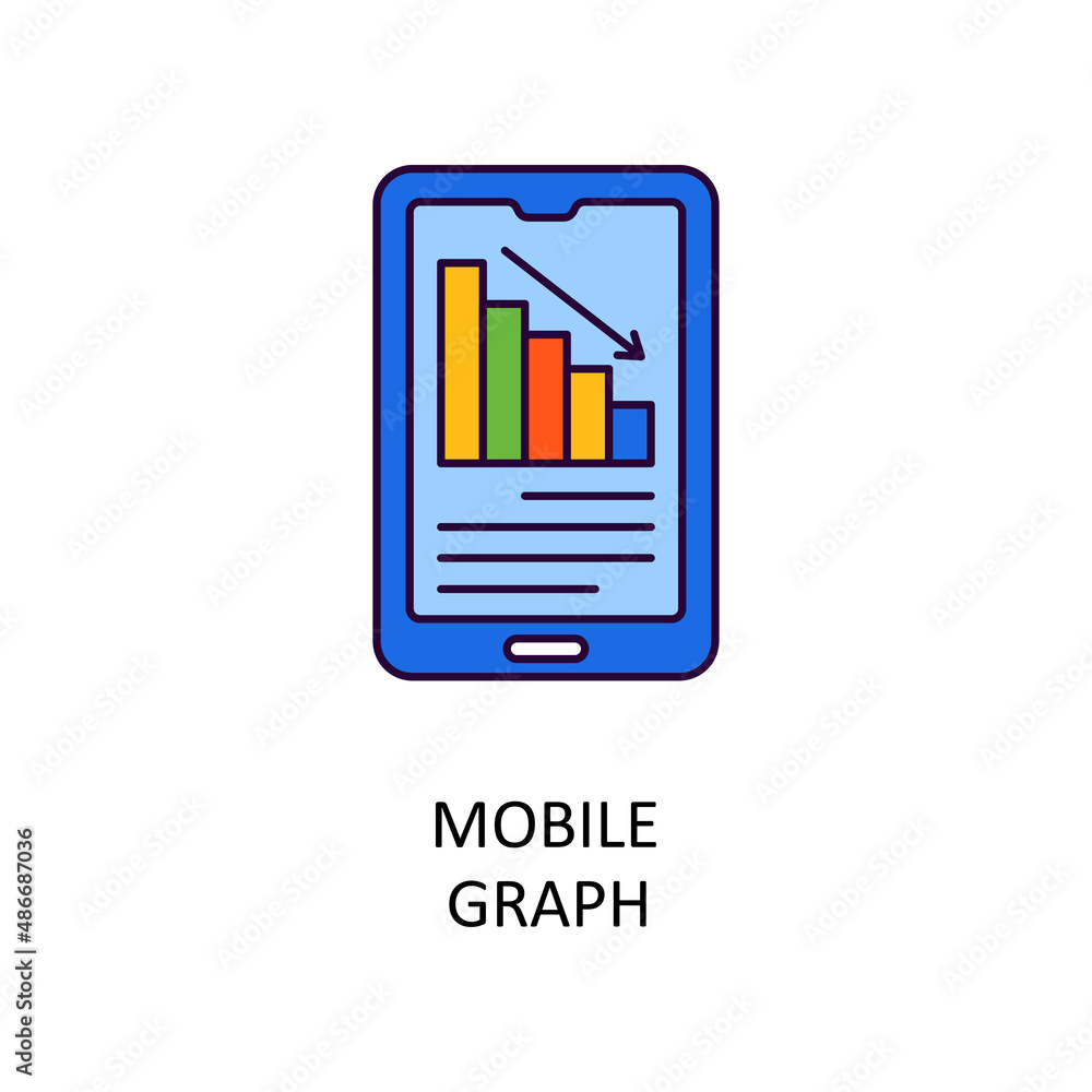 Poster Mobile Graph Vector Filled Outline Icon Design illustration. Banking and Payment Symbol on White background EPS 10 File