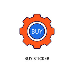 Fototapeta premium Buy Sticker Vector Filled Outline Icon Design illustration. Banking and Payment Symbol on White background EPS 10 File