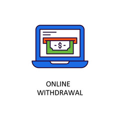 Online Withdrawal Vector Filled Outline Icon Design illustration. Banking and Payment Symbol on White background EPS 10 File