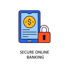 Secure Online Banking Vector Filled Outline Icon Design illustration. Banking and Payment Symbol on White background EPS 10 File