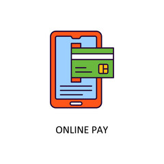 Online Pay Vector Filled Outline Icon Design illustration. Banking and Payment Symbol on White background EPS 10 File
