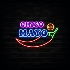Fototapeta na wymiar conco de mayo neon sign. design element. light banner. announcement neon signboard.
