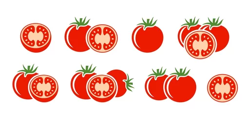 Fotobehang Tomato logo. Isolated tomato on white background © oleg7799
