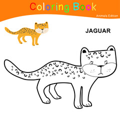 Coloring animal worksheet page. Educational printable coloring worksheet. Coloring game for preschool children. Black and white vector illustration. Motor skills education