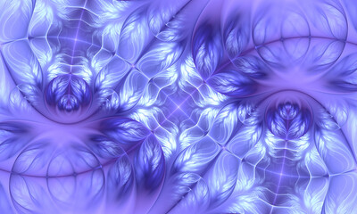 Abstract fractal art background, suggestive of flowers and leaves, in periwinkle blue.
