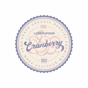 Cranberry Packaging Logo Design Element in Vintage Style.