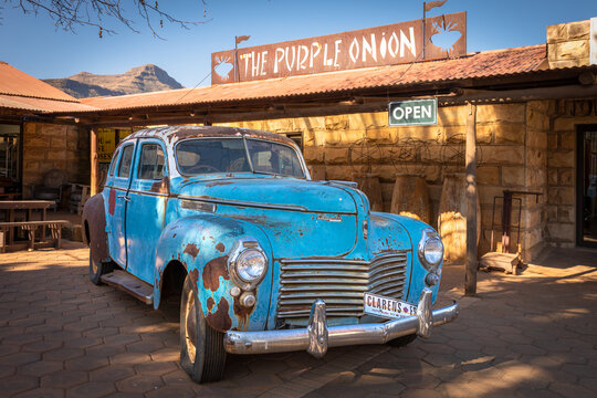 An old chrysler car from the 50's at the premise of a shop in Clarens, South Africa.