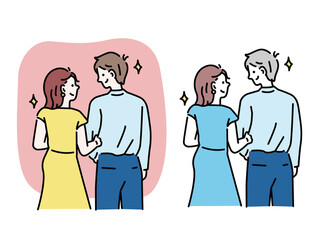 カップル、夫婦、恋人、家族のイラスト(仲良し、結婚、恋愛、愛、幸せ、将来、人生設計、ラブラブ、安心) Illustrations of couples, couples, lovers and families.Good friends, marriage, love, love, happiness, future, life planning.