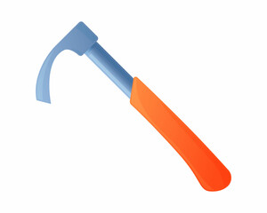 Vector illustration metal ax with orange handle isolated on white background. Axe vector icon in flat cartoon style. Hand tool for working with wood. Equipment for carpentry work. 