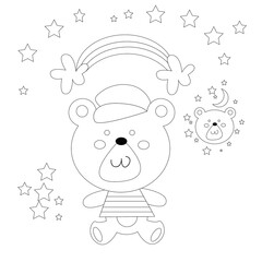 Cute bear line cartoon vector illustration