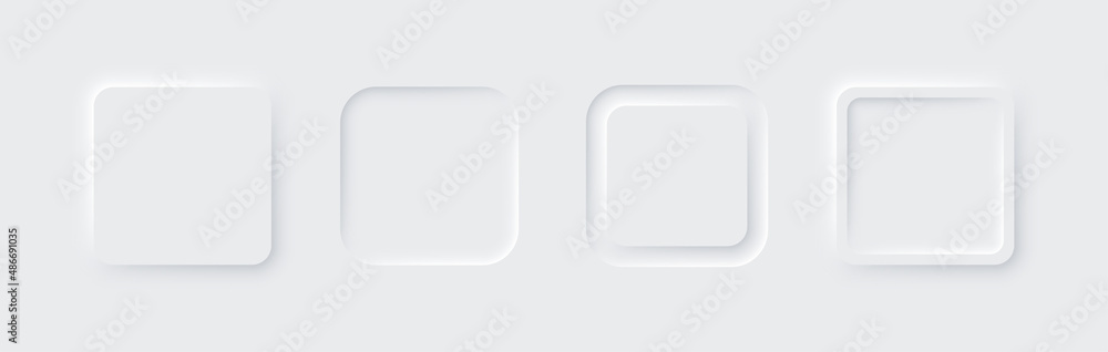 Wall mural neumorphic square set. different 3d shapes. web elements. 3d design