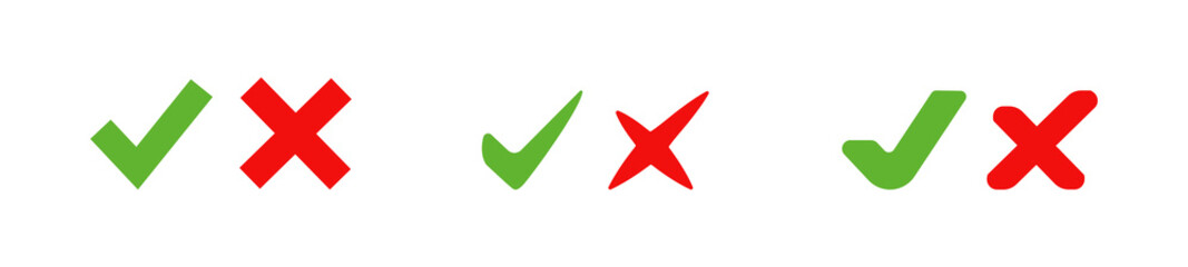 Check Mark and crosses mega set on transparent background. Vector EPS 10.