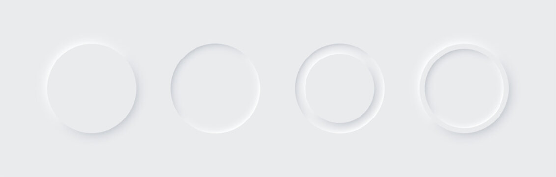 Neumorphic circle set. Different 3d shapes. Web elements. 3d design