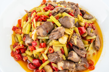 Hunan dish fried chicken heart with ginger