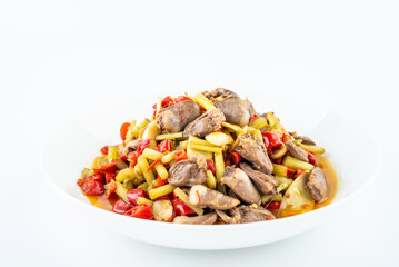 Hunan dish fried chicken heart with ginger